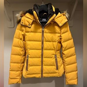 Zara Down Jacket with Faux Fur Hood